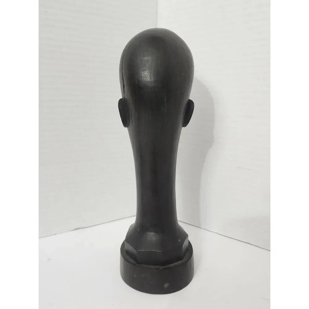 African Makonde Hand Carved Ebony Wood Head Bust Sculpture